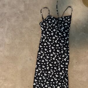 Long black floral dress